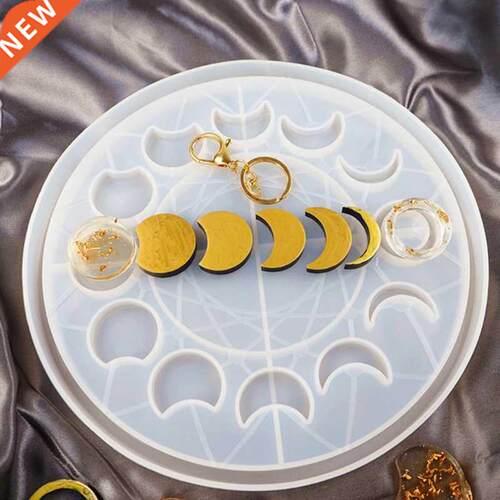 Large Moon Phase Round Tray Resin Mold Crescent Half Full Mo