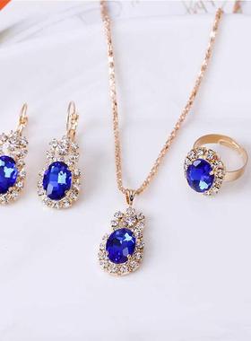 Fashion Hot-selling Elliptic Gem Claw Chain Set Crystal Neck