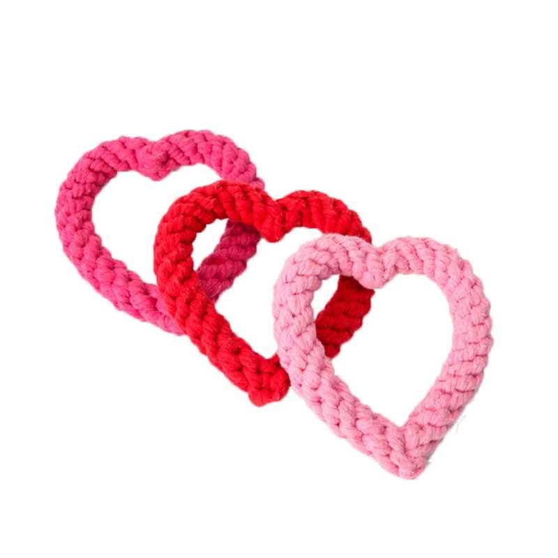 1 Set Braided Rope Tug Toys Puppy Molar Toys Lovely Heart Sh