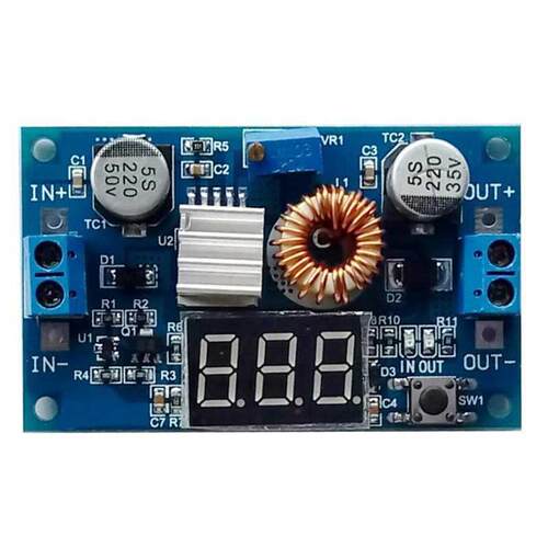 5A power 75W DC-DC step-down module with a voltmeter display