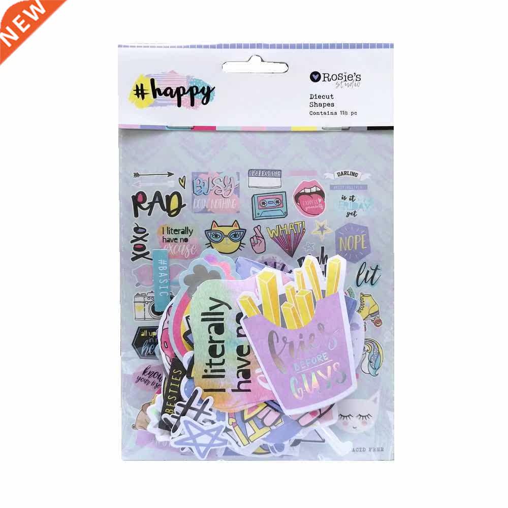 CRZCrafter 118pcs Printed Paper Diecut Shapes Ephemera Foil