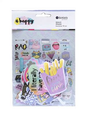 CRZCrafter 118pcs Printed Paper Diecut Shapes Ephemera Foil