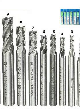 10PCS Tungsten Carbide End Mill 4 Flutes Milling Cutter Wood