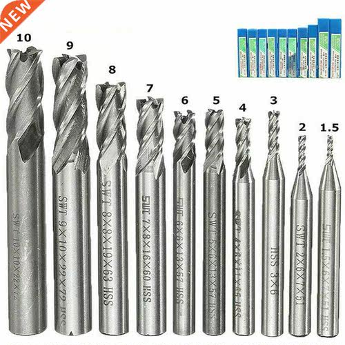 10PCS Tungsten Carbide End Mill 4 Flutes Milling Cutter Wood
