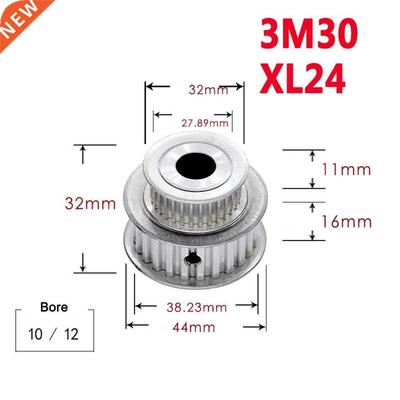 1Pcs 3M30/XL24 Tooth Timing Pulley Double Round-Headed Synch