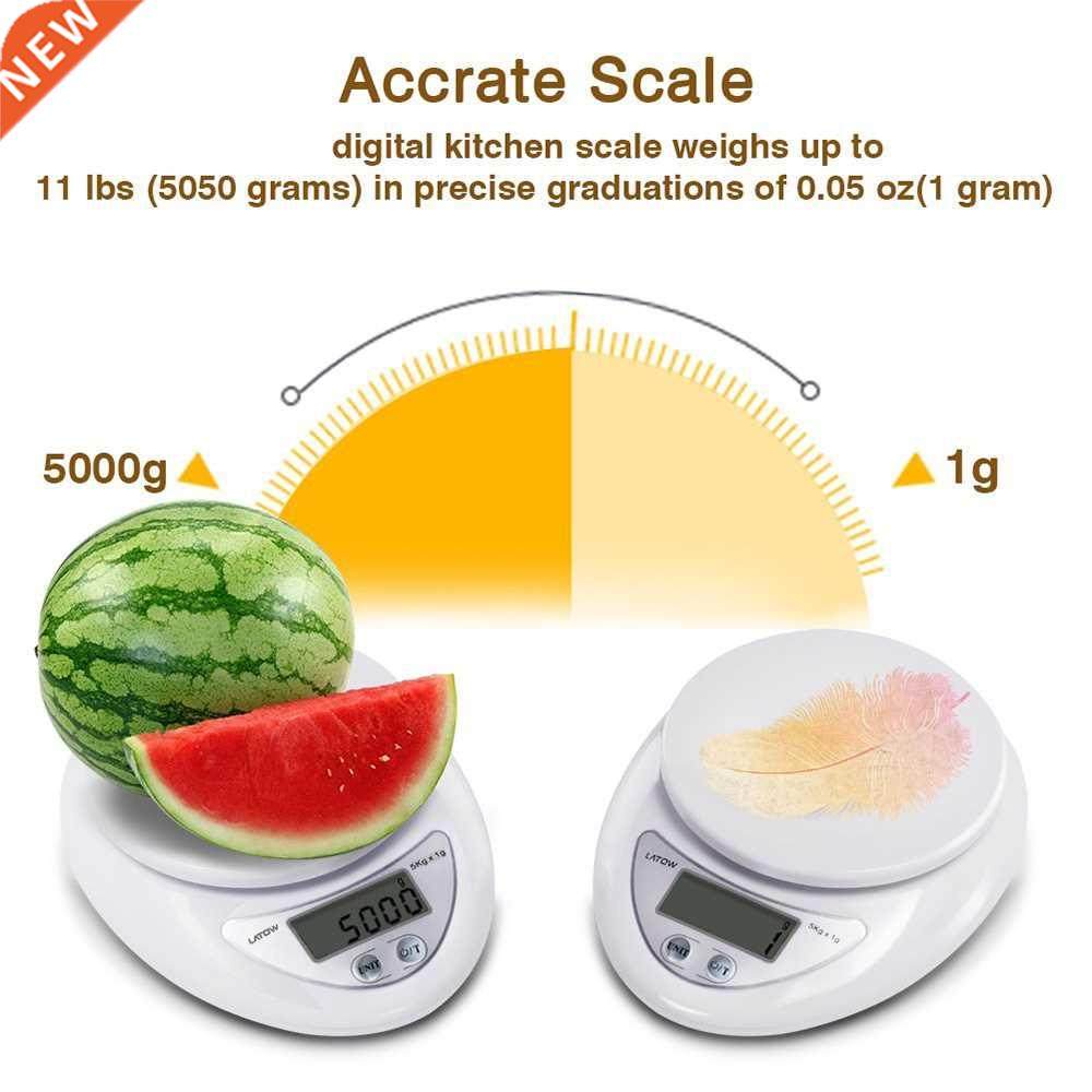 Portable 5kg Kitchen Scale LCD Electronic Scales Steelyard D