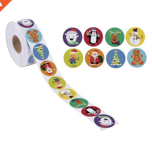 100-500pcs/roll Christmas Sticker 8 Designs Pattern Cartoon
