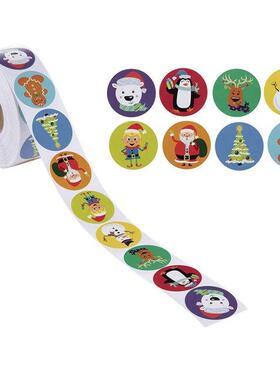 100-500pcs/roll Christmas Sticker 8 Designs Pattern Cartoon