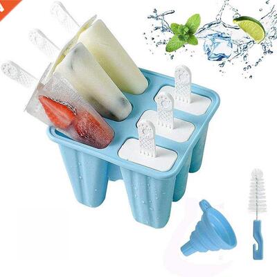 6 Hole Silicone Ice Cream Mould Ice Cube Tray Popsicle Barre