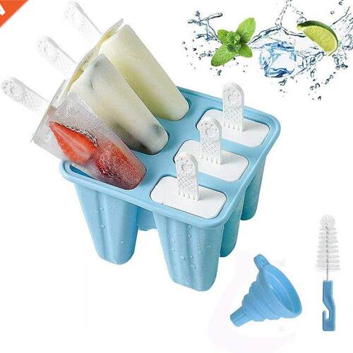 6 Hole Silicone Ice Cream Mould Ice Cube Tray Popsicle Barre