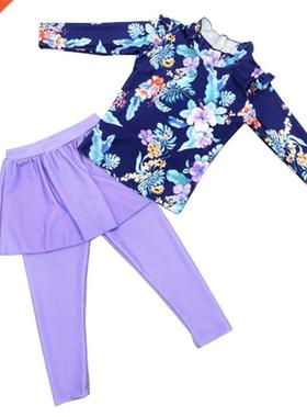 Little Girl Full Body Rash Guard Children Swimwear Long Slee