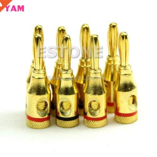 8 X Gold plated Musical Speaker Cable Wire Screw Banana Plug