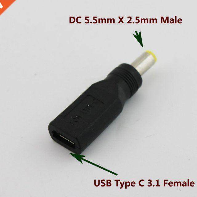USB 3.1 Type C USB-C Female to 5.5mm x 2.5mm Male DC Power C