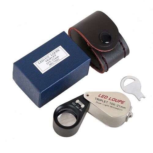 10X Foldable Jewelry Magnifier LED UV Optical Glass Lens Ant