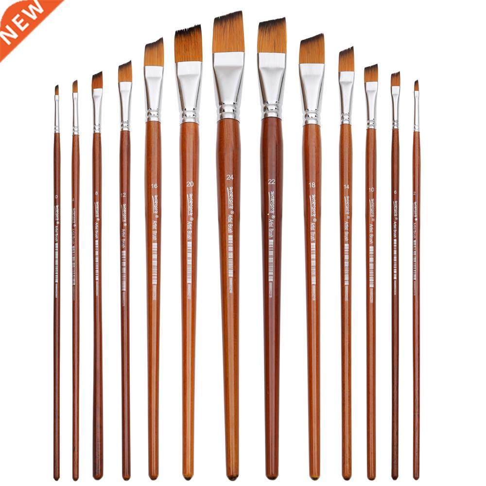 13pcs Angled Paintbrushes Professional Long Handle Paint Bru