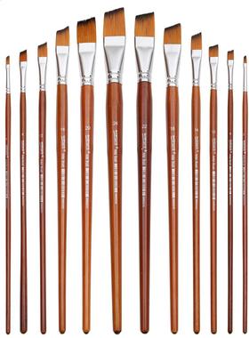 13pcs Angled Paintbrushes Professional Long Handle Paint Bru