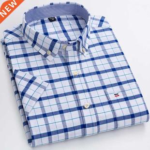 S~7xl Cotton Shirts for Men Short Sleeve Summer Plus Size P