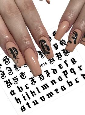 5colors Letter 3d Nail Art Sticker Nail Decal Black Clear La