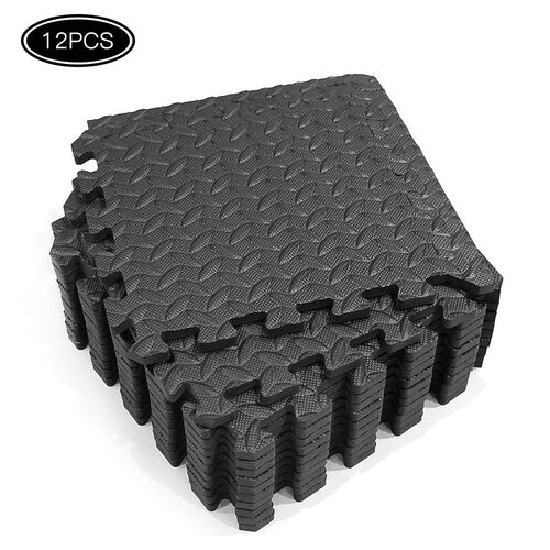 12PCS 30*30CM EVA LEAF GrAin FLoor MAtS GyM FLoor MAt SPLiCi