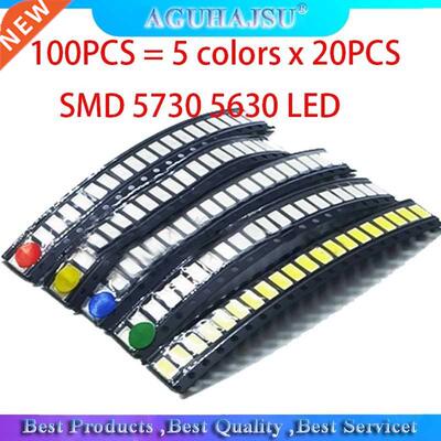 100PCS = 5 colors x 20PCS SMD 5730 5630 LED Diode Assortment