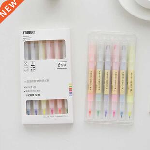 *6Pcs Cute Double-end Highlighters Pastel Liquid Chalk Marke