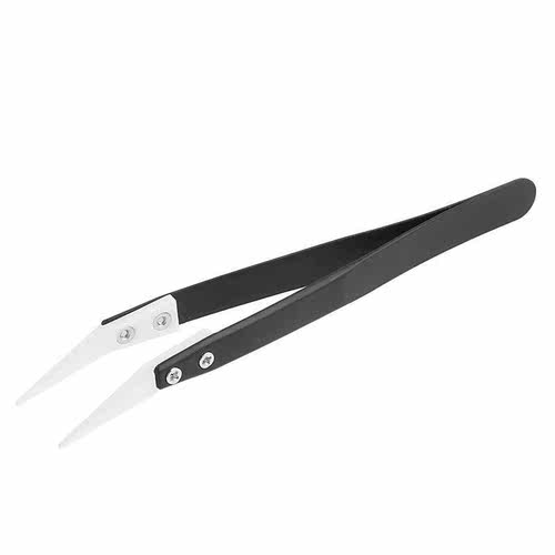 Ceramic Tweezers with Handle Curved Aiming Tweezers Black Re