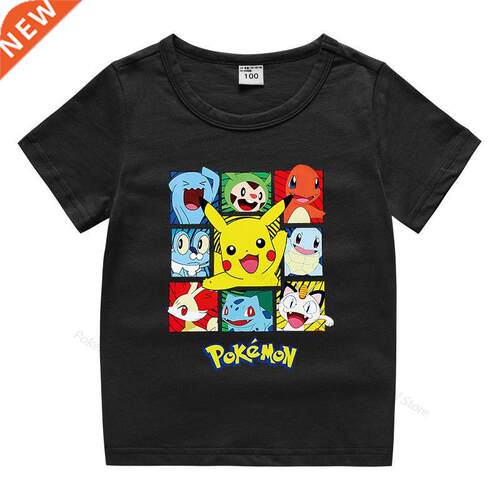 Pokemon Boys Clothes Tops Summer Cotton Kids Short Sve Te