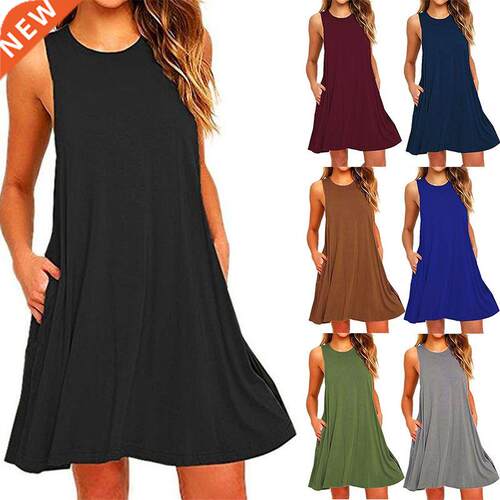 2021 Women's Summer Casual Swing Blouse Dresses Beach Co