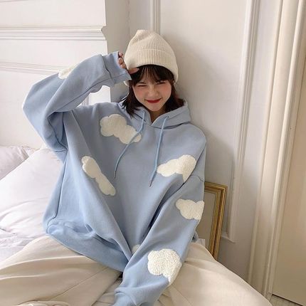 Korean Sweatshirt Women Winter 2021 Fashion Clouds Pullover