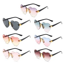 New Cute Heart Rimless Glasses Sunglasses Children Kids Gray