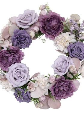 Artificial Rose Peony Wreath Spring Summer Wreath for Front