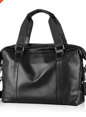 Hot sale men's genuine leather commercial handbag cowhid