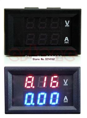 DC 100V 10A Voltmeter Ammeter Blue + Red LED Amp Volt Meter