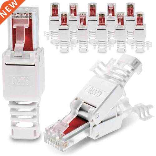 12 Pcs Network Plugs Tool-Free RJ45 CAT6 LAN UTP Cable Plug
