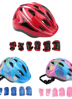 7 pcs/set Cycling Skating Skateboard Helmet Elbow Knee Wrist