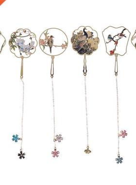 1pc Metal Bookmark Chinese Style Color Tassel Retro Book Mar