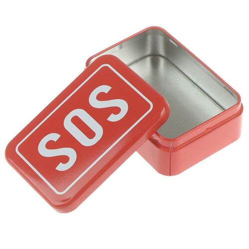 Portale SOS Tin Medicine Pill Storage Case Lid Container Fo