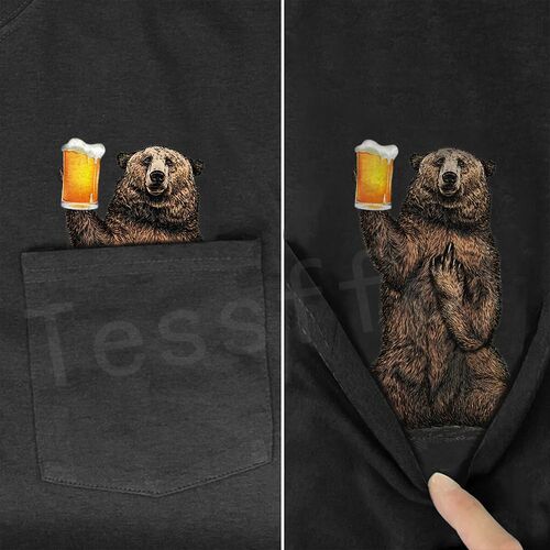 Tessffel NewFashion Newest Animal Dog Cat Pocket T-shirt Fun