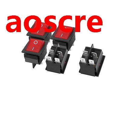 AC 125V/250V 16A 4 Terminal Red Light ON-OFF I/O SPST Boat R