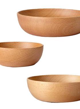 1 Pcs eech Wood Round Serving owl,Individual Salad owl, S