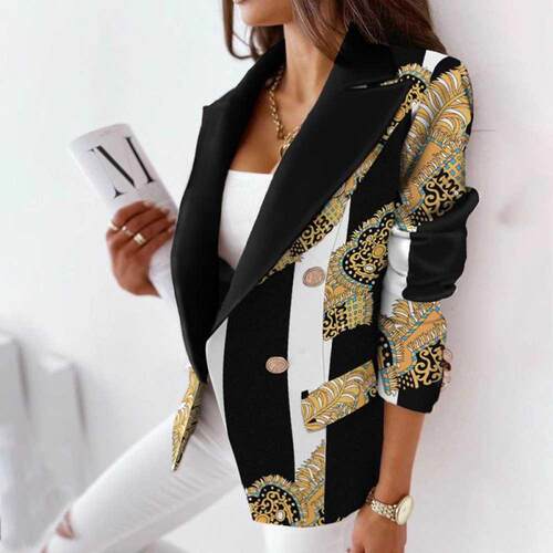 Autumn Office Lady Elegant Blazer Coats Fashion Turn-Down Co