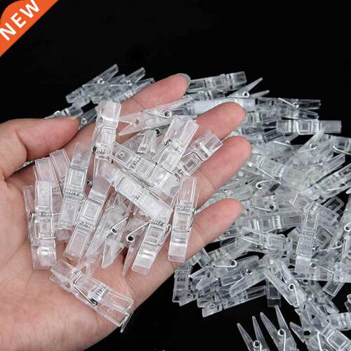 50Pcs Portable Photo Clips Plastic Mini Spring Clear Clothes