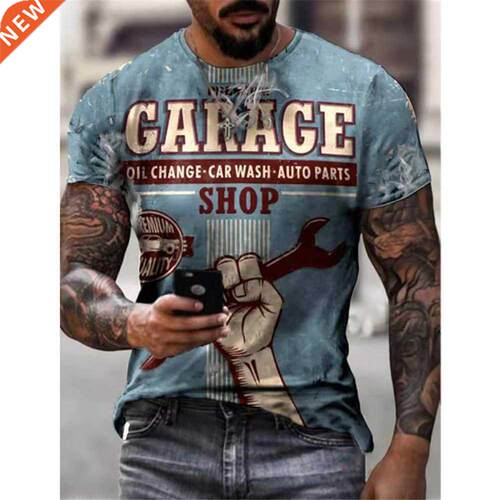 Route 66 America Highway T-shirt Mens Summer New Short Sleev