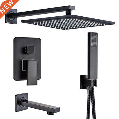 RU Shipping Black Concealed Shower Faucets Set 12''