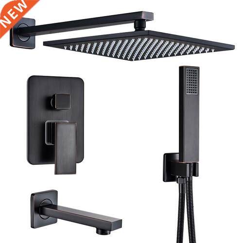 RU Shipping Black Concealed Shower Faucets Set 12''