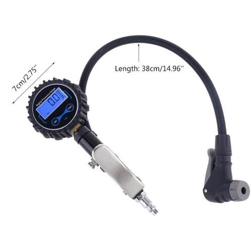 Digital Tire Inflator Pressure Gauge 200 PSI Air Chuck Heavy