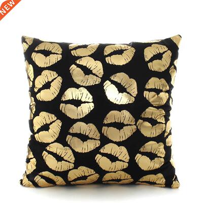 *Golden Love Leaves Bronzing Cushion Decorative Pillow Black