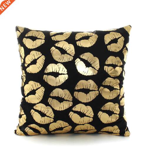 *Golden Love Leaves Bronzing Cushion Decorative Pillow Black