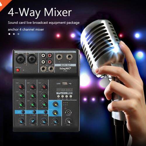 F-4A Professional Wireless 4-channel Audio Mixer Portable Bl