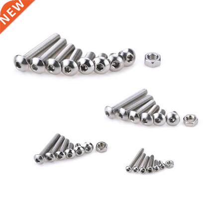 170Pcs M4 Hex Drive Button Head Socket Cap Bolts Screws Nuts